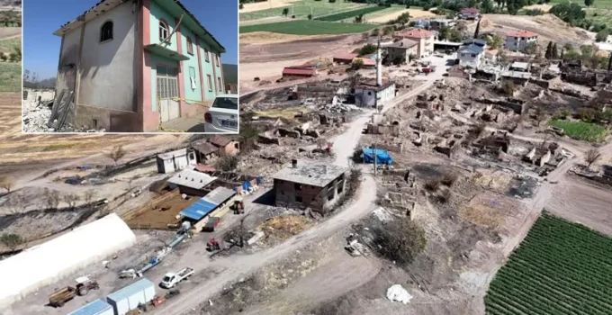Köyün tamamı kül oldu, bir tek burası sağlam kaldı